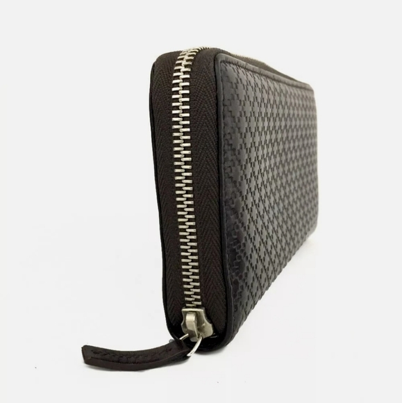 GUCCI DIAMANTE BROWN LEATHER ZIPPY AROUND LONG WALLET/B2359 - Picture 2 of 8